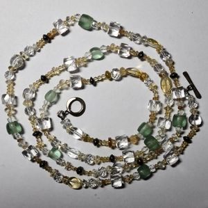 LARIAT: long, single-strand mixed beaded necklace